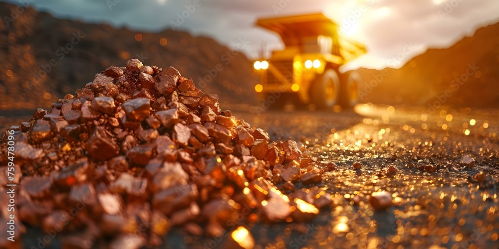 Global market analysis of copper production and prices in the mining industry. Concept Copper Production, Price Trends, Global Mining Industry, Market Analysis - obrazy, fototapety, plakaty 