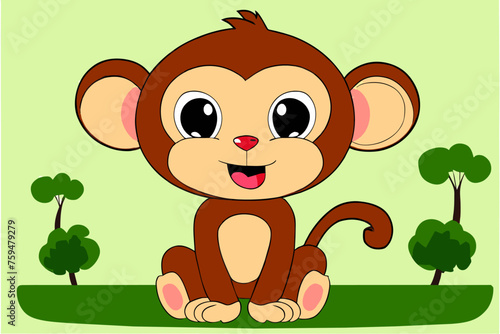 monkey cute background is tree