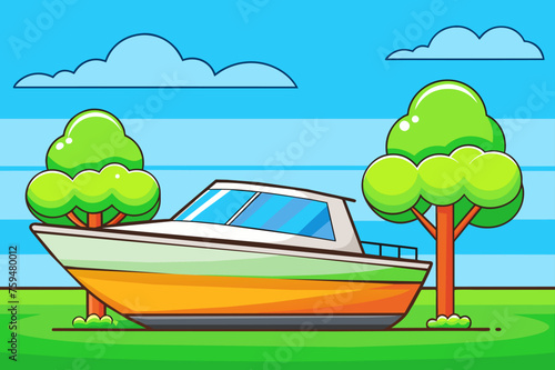 motorboat background is tree