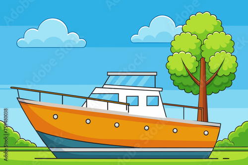 motorboat background is tree