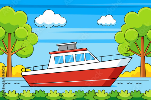 motorboat background is tree