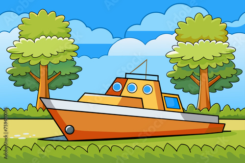 motorboat background is tree