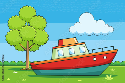 motorboat background is tree