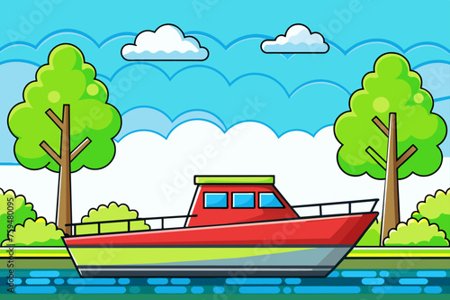 motorboat background is tree