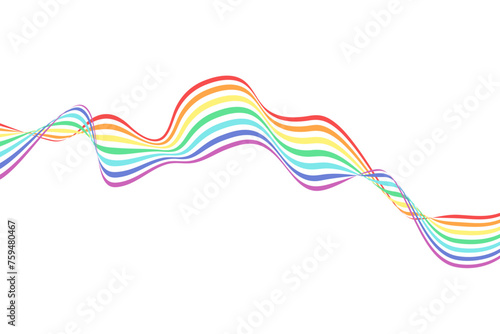 Abstract element  wavy  curved rainbow. Vector illustration of stripes with optical illusion  isolated on white background.