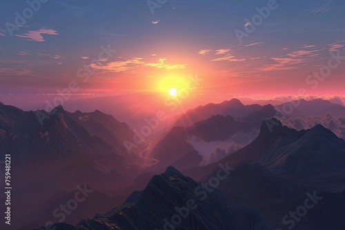 A sunrise over a majestic mountain range symbolizing new beginnings and endless possibilities