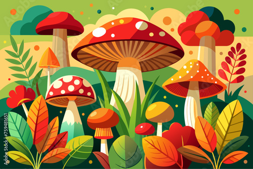 Mushrooms thrive in the damp forest soil, ready to be picked for a delicious meal.