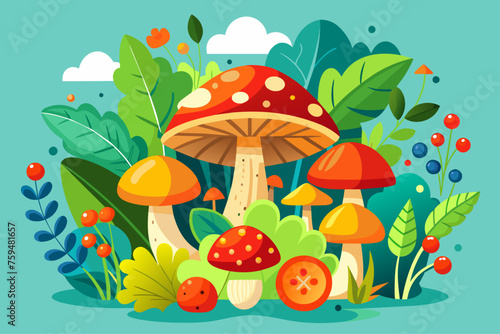 A collection of fresh, colorful mushrooms arranged on a rustic wooden surface.