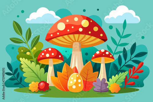 Mushrooms thrive in the damp forest soil, ready to be picked for a delicious meal.