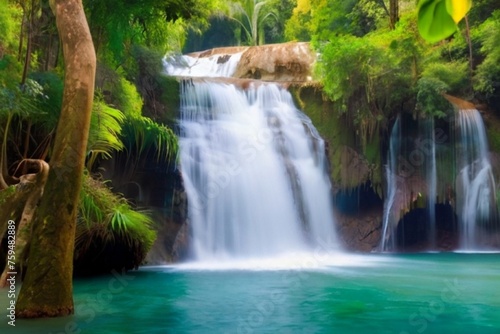 water fall on tree 