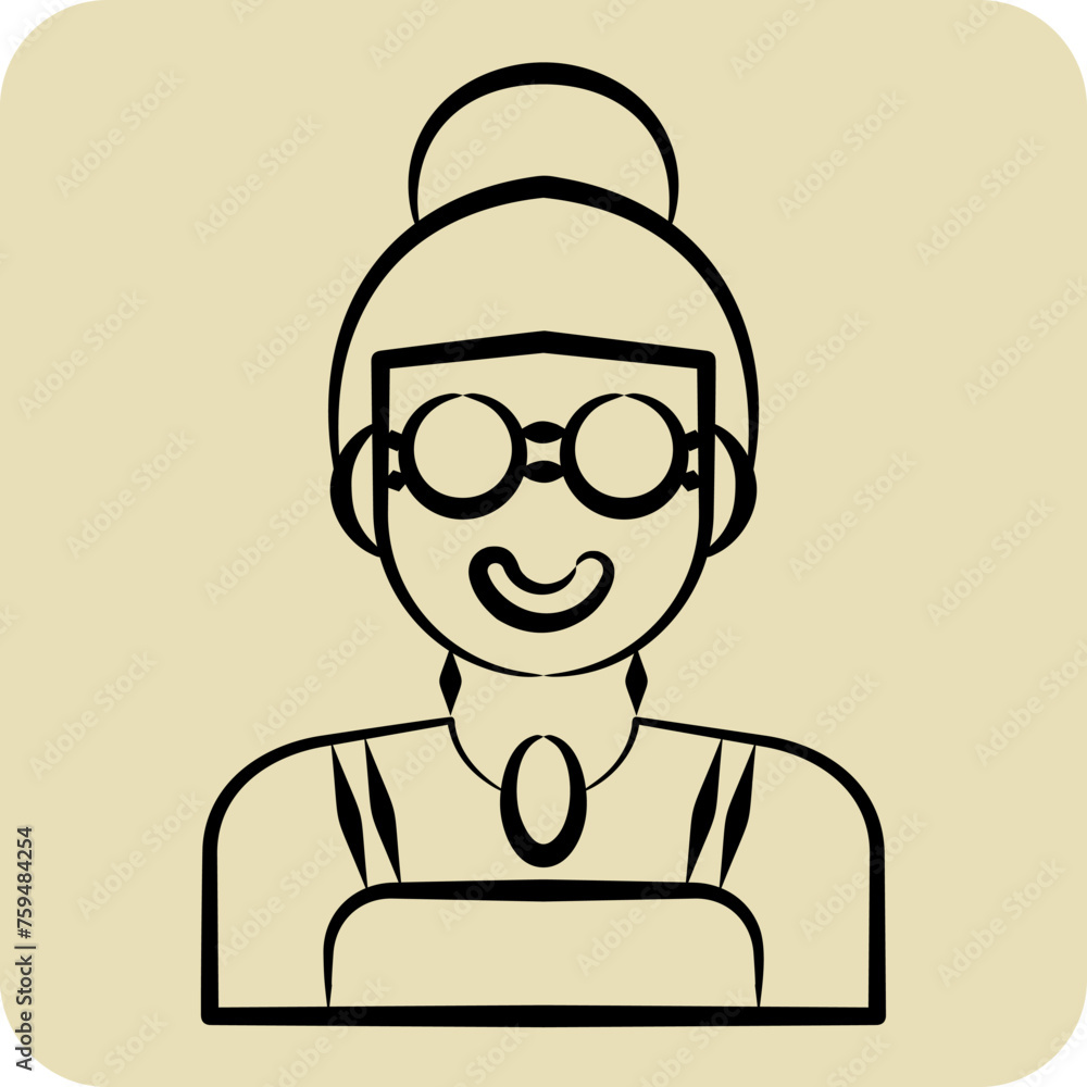 Icon Lady. related to Indigenous People symbol. hand drawn style. simple design editable. simple illustration