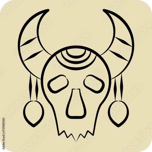 Icon Skull Cow. related to Indigenous People symbol. hand drawn style. simple design editable. simple illustration photo