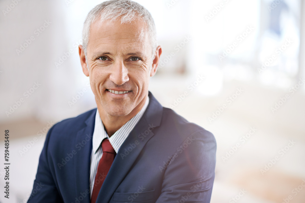 Smile, portrait and senior businessman, ceo or mature manager at corporate startup office. Relax, confidence and happy face of business owner, boss or entrepreneur at professional agency with pride Smile, portrait and senior businessman, ceo or mature manager at corporate startup office. Relax, confidence and happy face of business owner, boss or entrepreneur at professional agency with pride