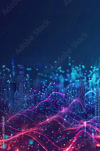 Smart city and abstract dot point connect