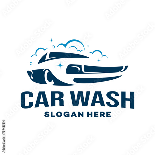 vintage simple logo car wash vector template illustration
