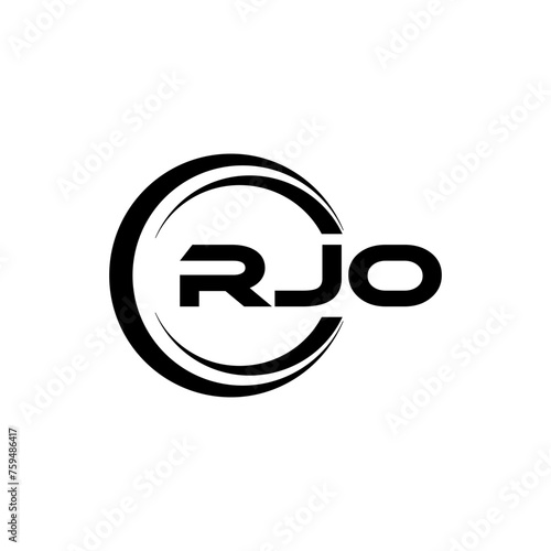 RJO letter logo design with white background in illustrator, cube logo, vector logo, modern alphabet font overlap style. calligraphy designs for logo, Poster, Invitation, etc.