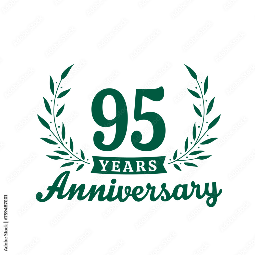 Celebrating 95 years anniversary logo design template. 95th anniversary celebrations logotype. Vector and illustrations. Celebrating 95 years anniversary logo design template. 95th anniversary celebrations logotype. Vector and illustrations.