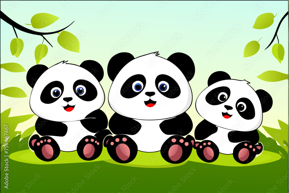 Fototapeta premium pandas cute background is tree