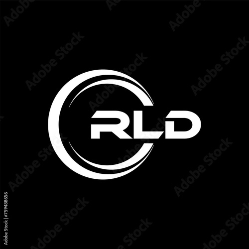 RLD letter logo design with black background in illustrator, cube logo, vector logo, modern alphabet font overlap style. calligraphy designs for logo, Poster, Invitation, etc.