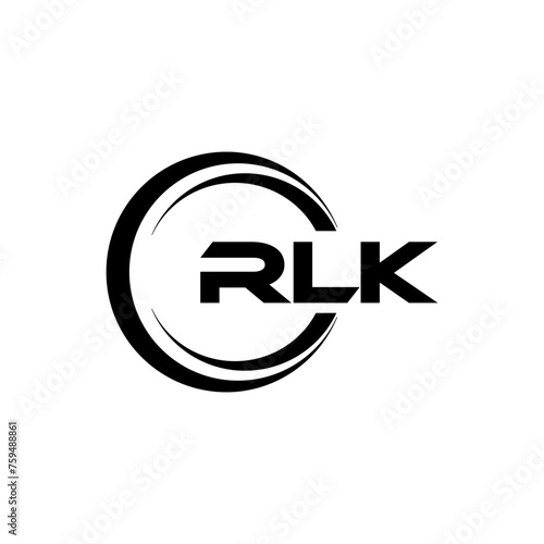 RLK letter logo design with white background in illustrator, cube logo, vector logo, modern alphabet font overlap style. calligraphy designs for logo, Poster, Invitation, etc. photo