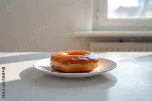 Delicious Pumpkin Spice Donut on White Plate with Perfect Composition Gen AI