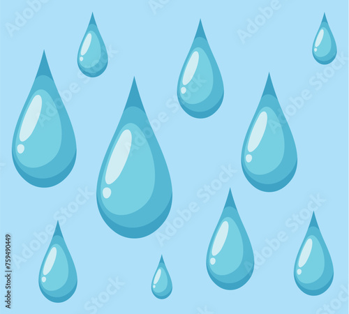 Vector illustration of multiple blue water drops