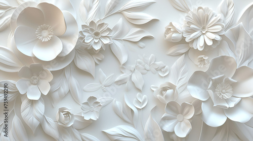 The texture is a three dimensional drawing of white color. generative ai  © Malaika