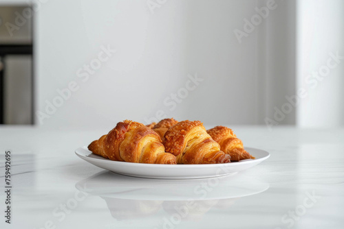 Delicious Rugelach on White Plate, Perfectly Centered Composition Gen AI photo