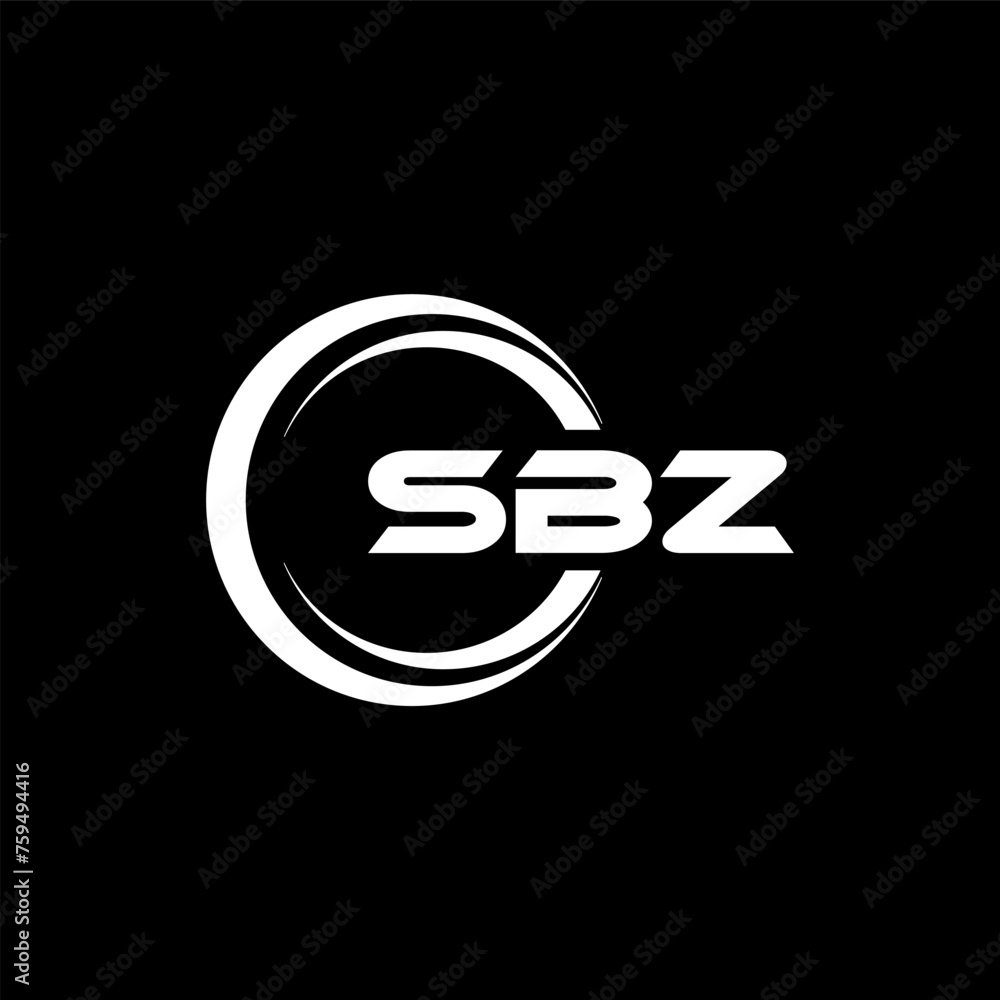 SBZ letter logo design with black background in illustrator. Vector ...