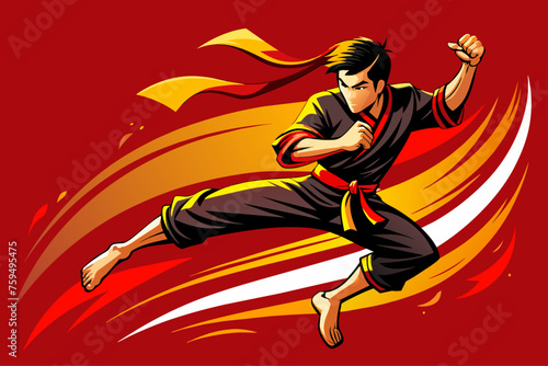 Pencak silat sport, a martial art form that combines self-defense techniques with graceful movements.
