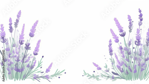 Watercolor lavender bouquet with ample white space, suitable for wedding invitations, advertising and greeting cards.