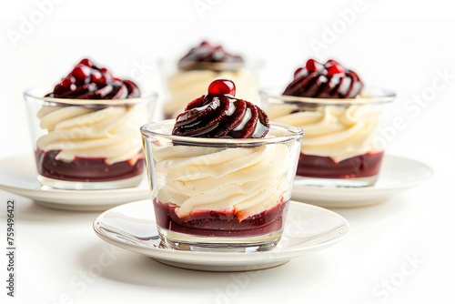 Gourmet Bavarian Cream with Fruit Sauce and Mint Decoration