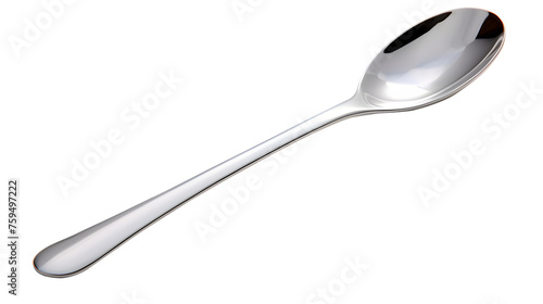 A sleek silver ladle on a white background