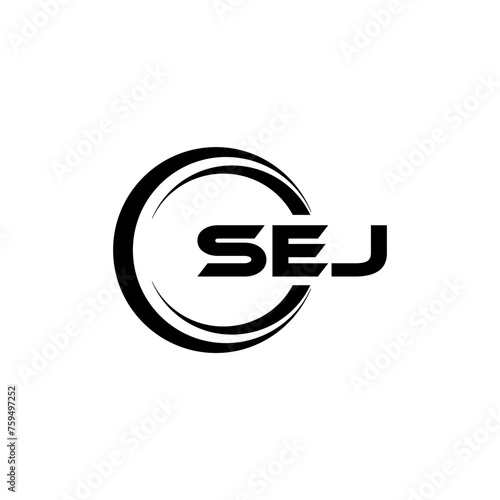 SEJ letter logo design in illustration. Vector logo, calligraphy designs for logo, Poster, Invitation, etc.