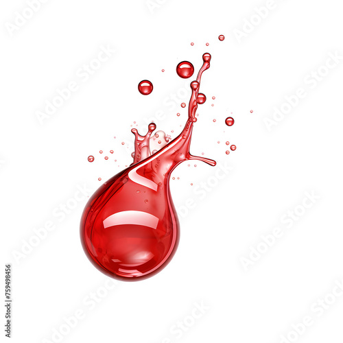 Red Ketchup or tomato sauce splash on the air with little catsup blobs isolated on white and transparent background wave swirl of tomato ketchup, sauce liquid flowing wavy form.