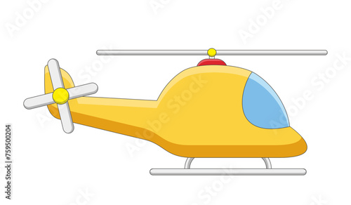 Cute funny yellow helicopter cartoon image vector illustration