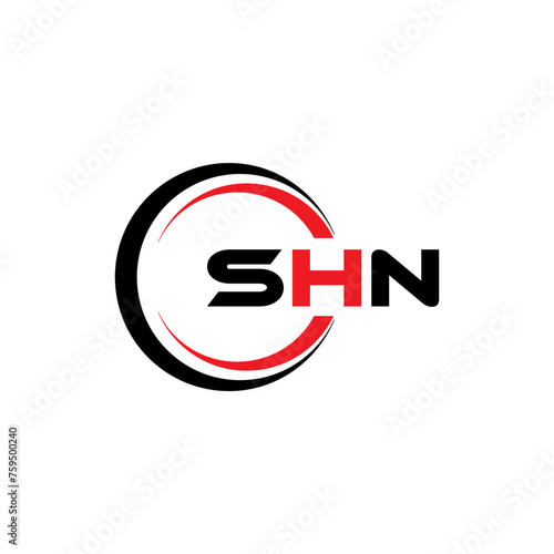 SHN letter logo design in illustration. Vector logo, calligraphy designs for logo, Poster, Invitation, etc. photo