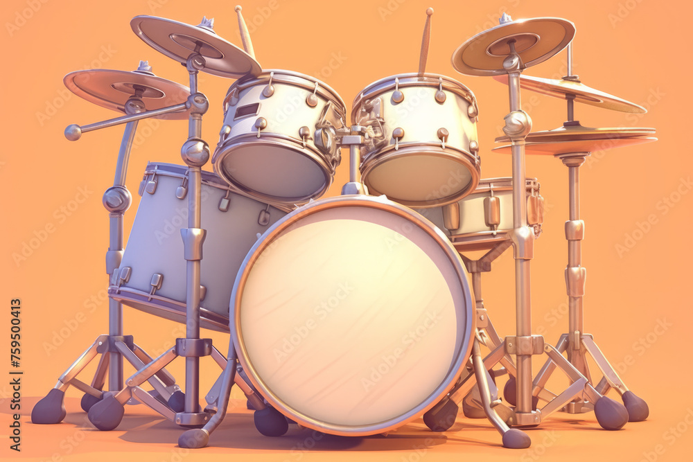 Fototapeta premium 3D cartoon jazz drum kit