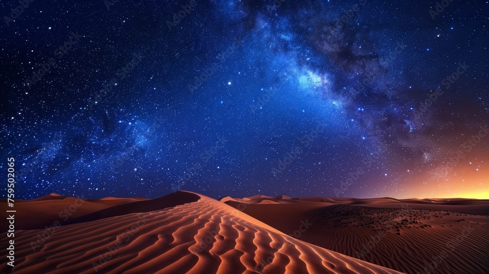 A Majestic Night Landscape of the Sahara Desert - obrazy, fototapety, plakaty 