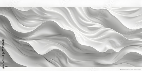 A white fabric with a soft wave pattern, White volumetric abstract background curved lines and shapes . photo