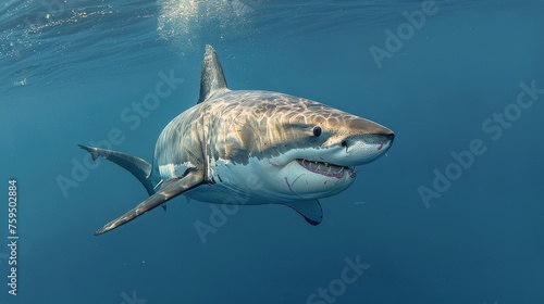 Great White Shark Swimming in the Ocean