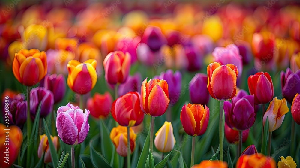 Capture the vibrant beauty of tulip fields in springtime for your visuals
