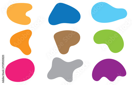 Organic blobs set icon. Random shapes cube drop