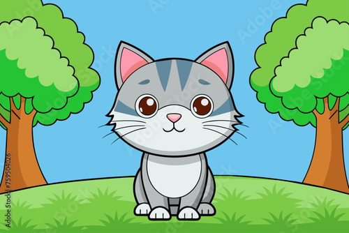 cat cute background is tree