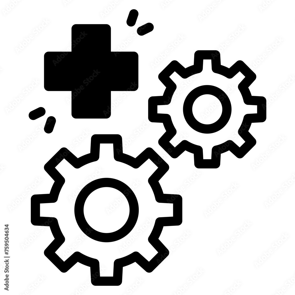 Medical Gear vector icon. gear and cross health symbol. Medical Gear vector icon. gear and cross health symbol.