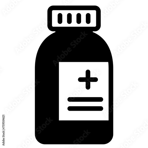Medical pills bottle icon.