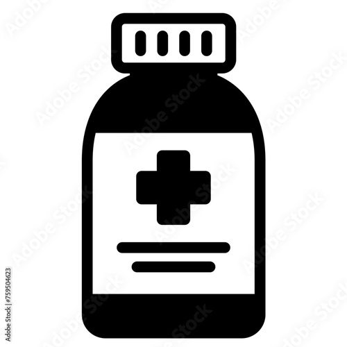 Medical pills bottle icon.