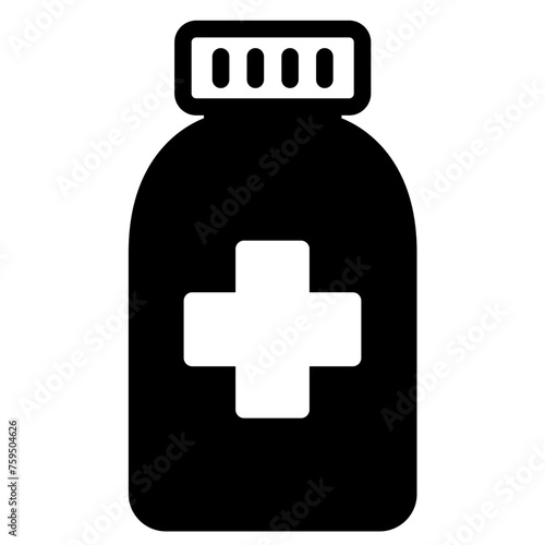 Medical pills bottle icon.