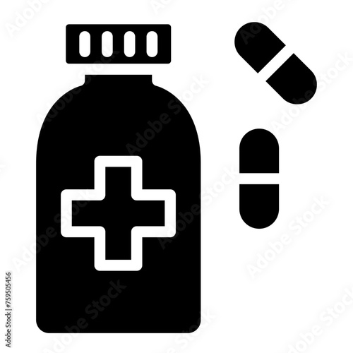 Medical pills bottle icon.