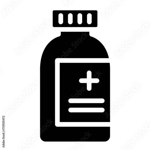 Medical pills bottle icon.